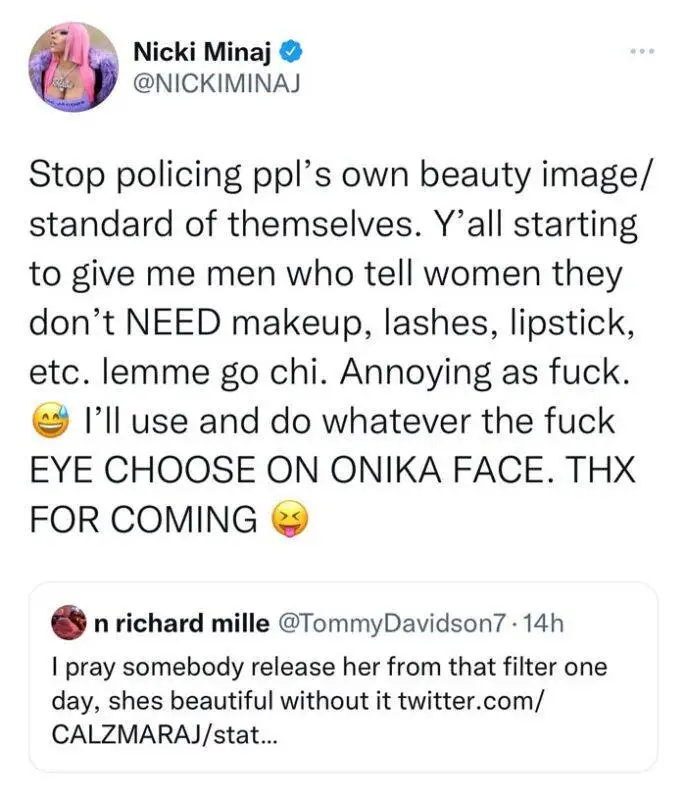 nicki minaj filter tweet