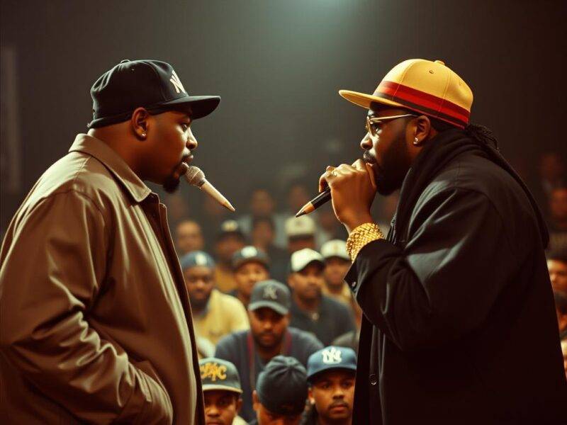 Kool Moe Dee vs. Busy Bee Starski battle in 1981, one of the earliest documented rap battles